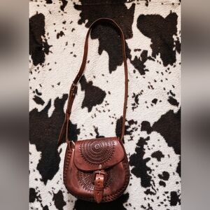 WOMEN'S 70'S STYLE GENUINE LEATHER CROSSBODY - BROWN